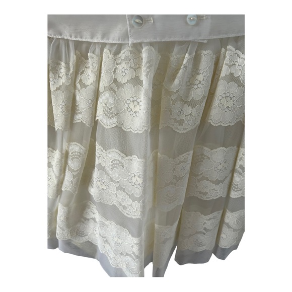 VTG First Holy Communion Dress Cream Lace 3 Piece 80s 90s Dress Slip Scarf READ - Picture 6 of 16
